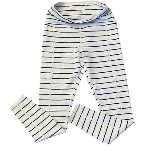 Yoga Gym Workout Leggings White Blue with Pockets Athletic Womens Size Small - Picture 11 of 11